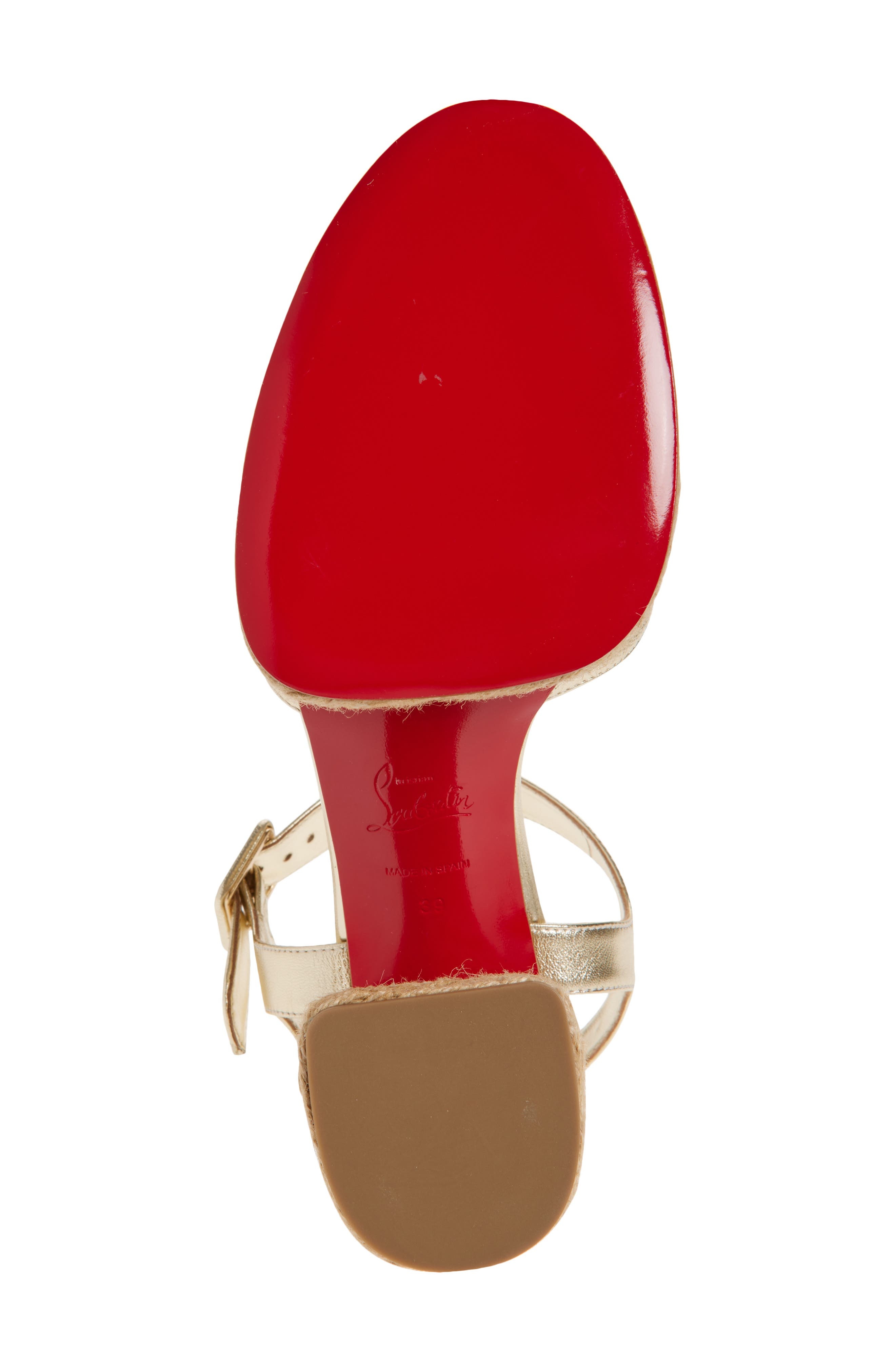 Christian Louboutin Calakala Metallic Leather Espadrille Platform Sandal in Platine at Nordstrom - 5
