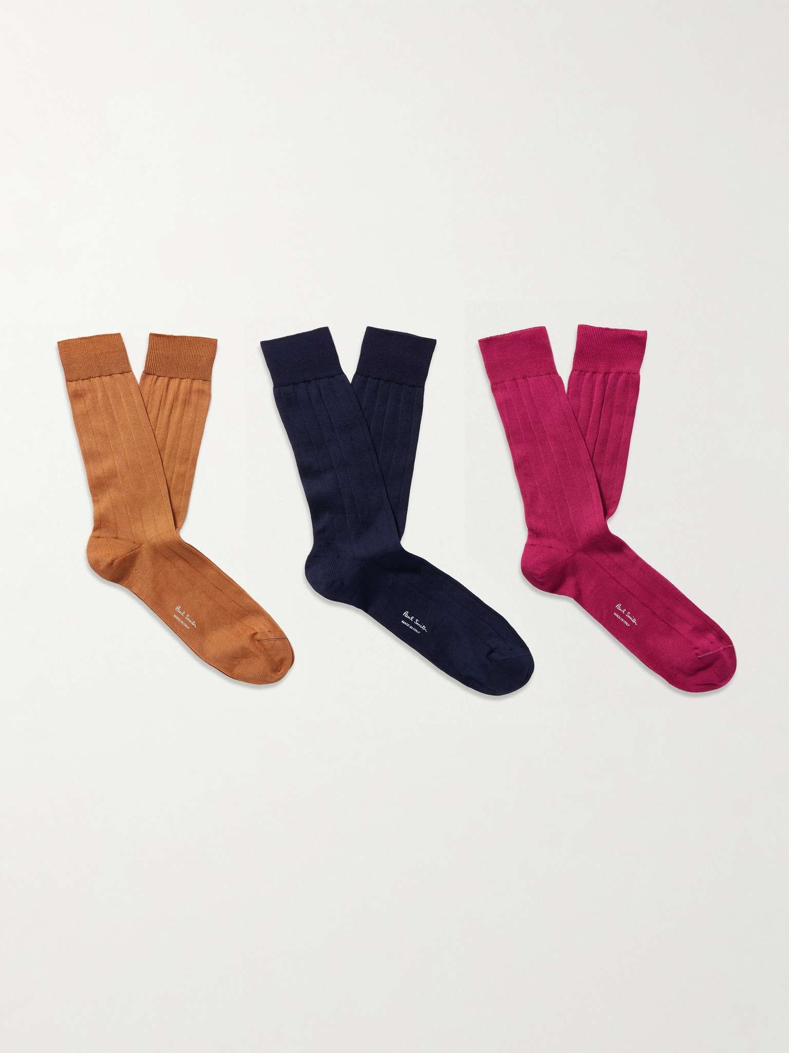 Three-Pack Ribbed Cotton-Blend Socks - 1
