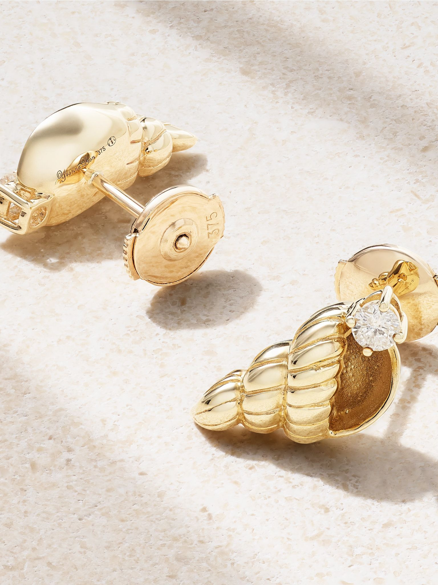 9-karat gold diamond earrings Gold - 3