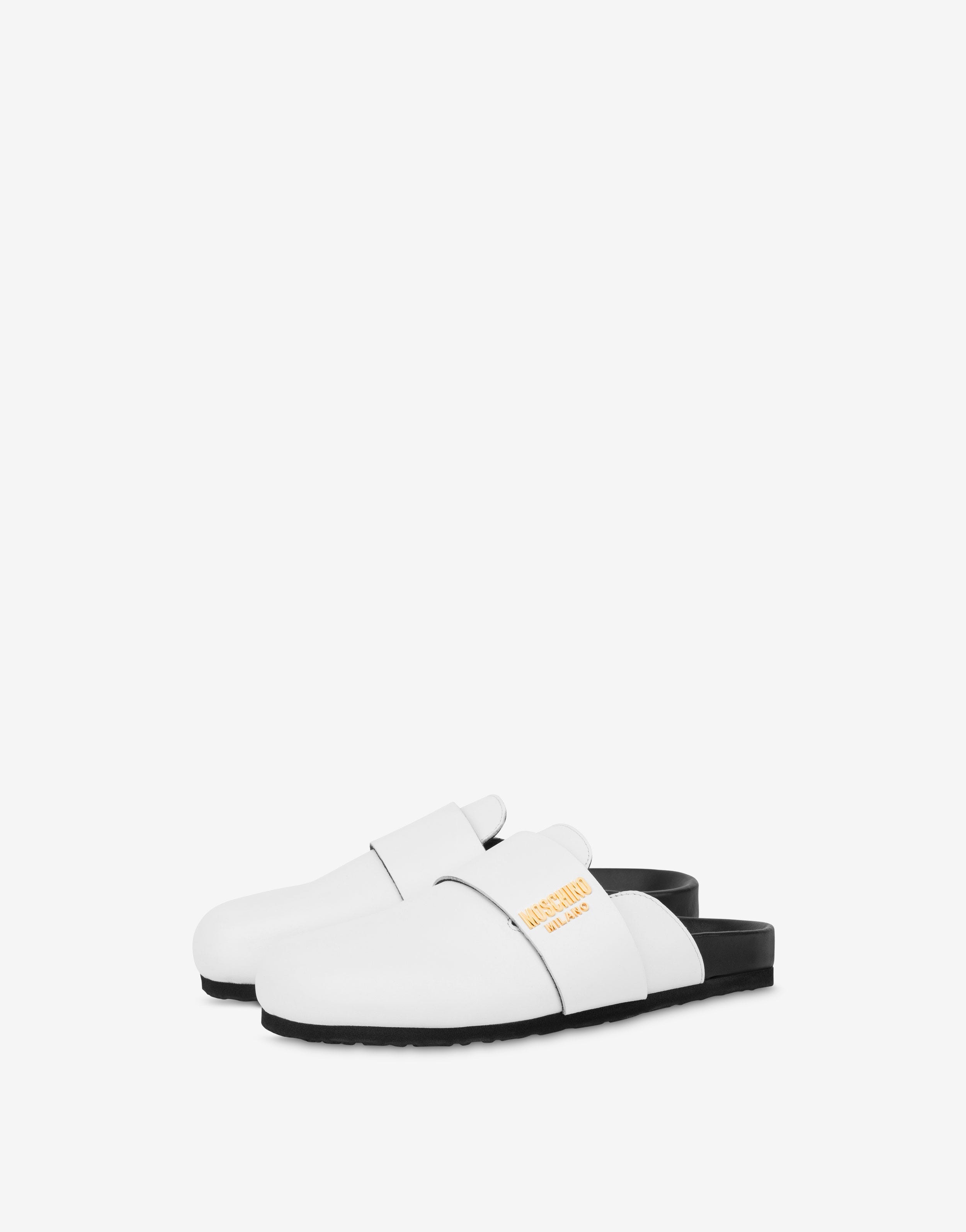 CALFSKIN METAL LOGO MULES - 1