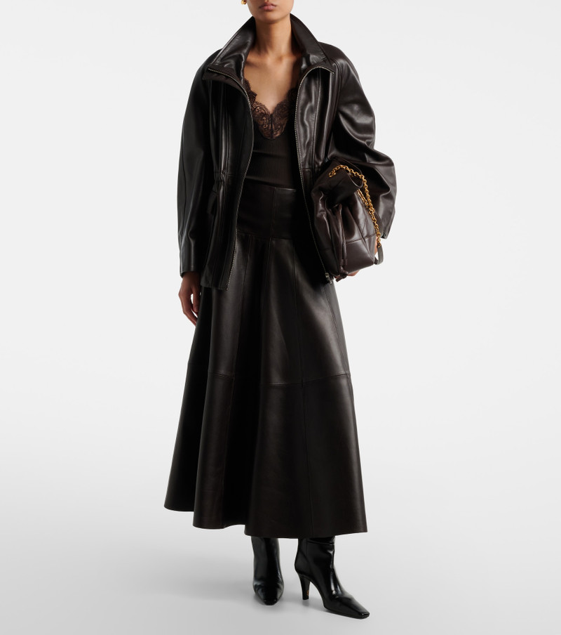NOUR HAMMOUR Daria leather midi skirt outlook