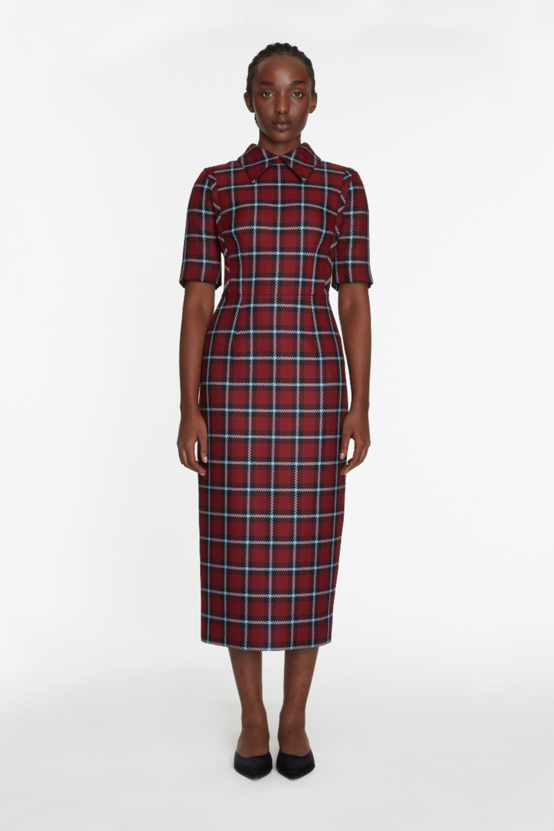 EMILIA WICKSTEAD Valletta Dress In Red & Blue Tartan Merino outlook