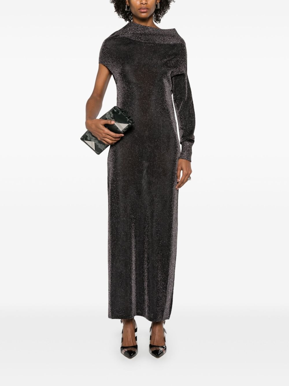 draped lurex gown - 2