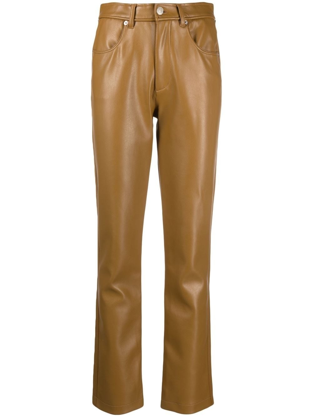 leather-effect straight-leg trousers - 1