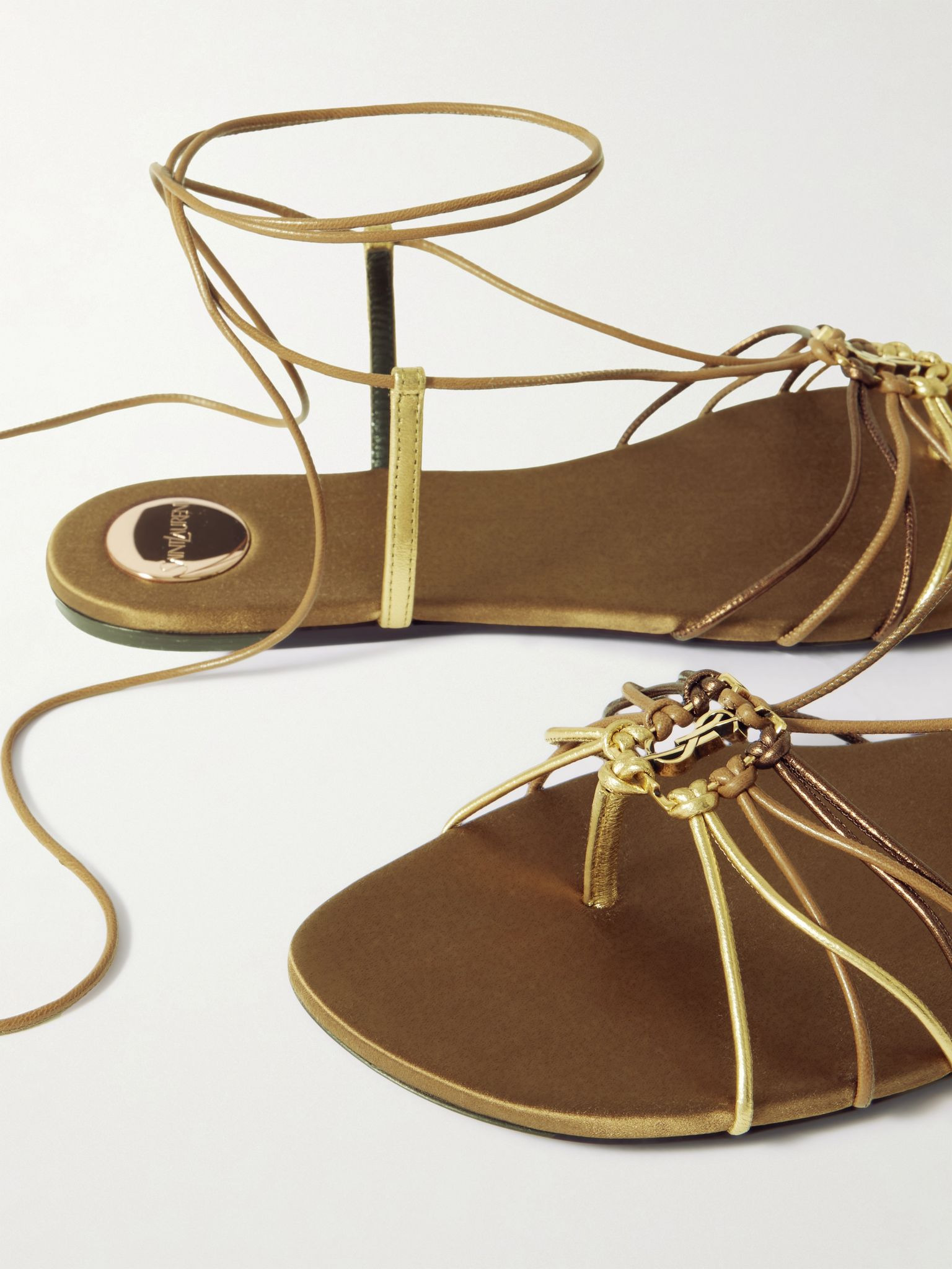 Babylone embellished metallic leather sandals Brown - 4