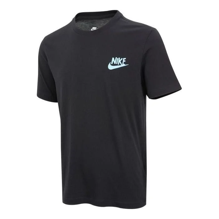 Men's Nike Logo Pattern Printing Round Neck Pullover Short Sleeve Black T-Shirt DR7810-010 - 1