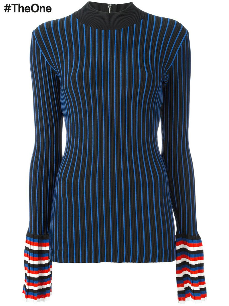 ribbed contrast sleeve sweatshirt 1