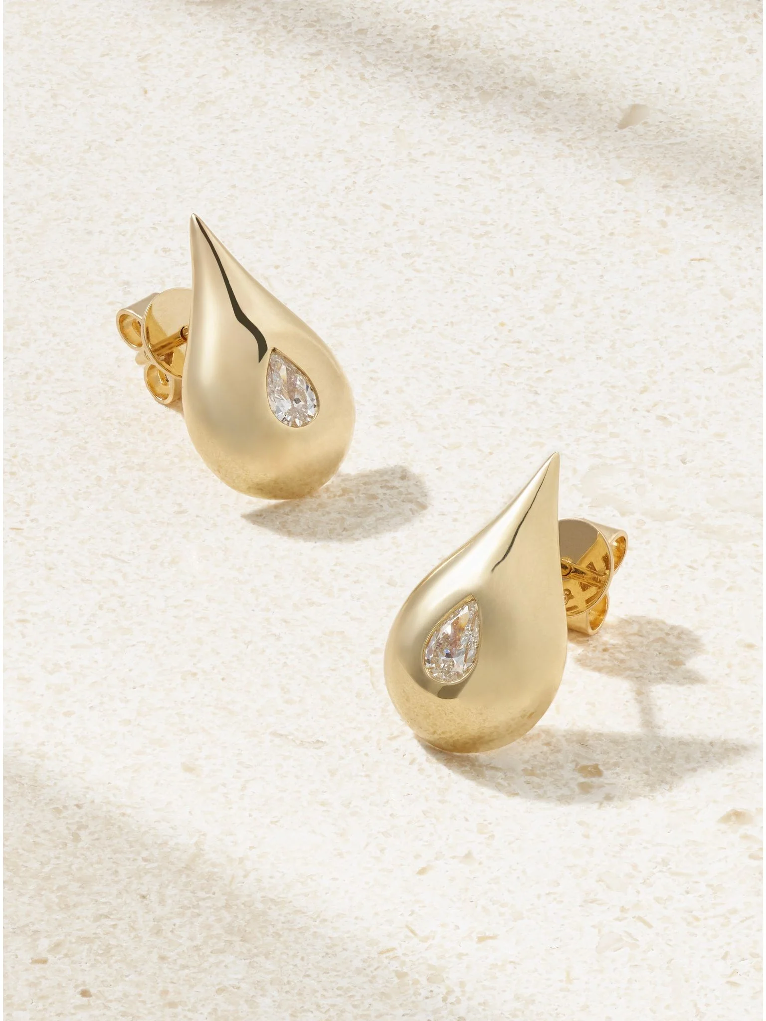 Water Droplet 14-karat gold diamond earrings Gold - 1