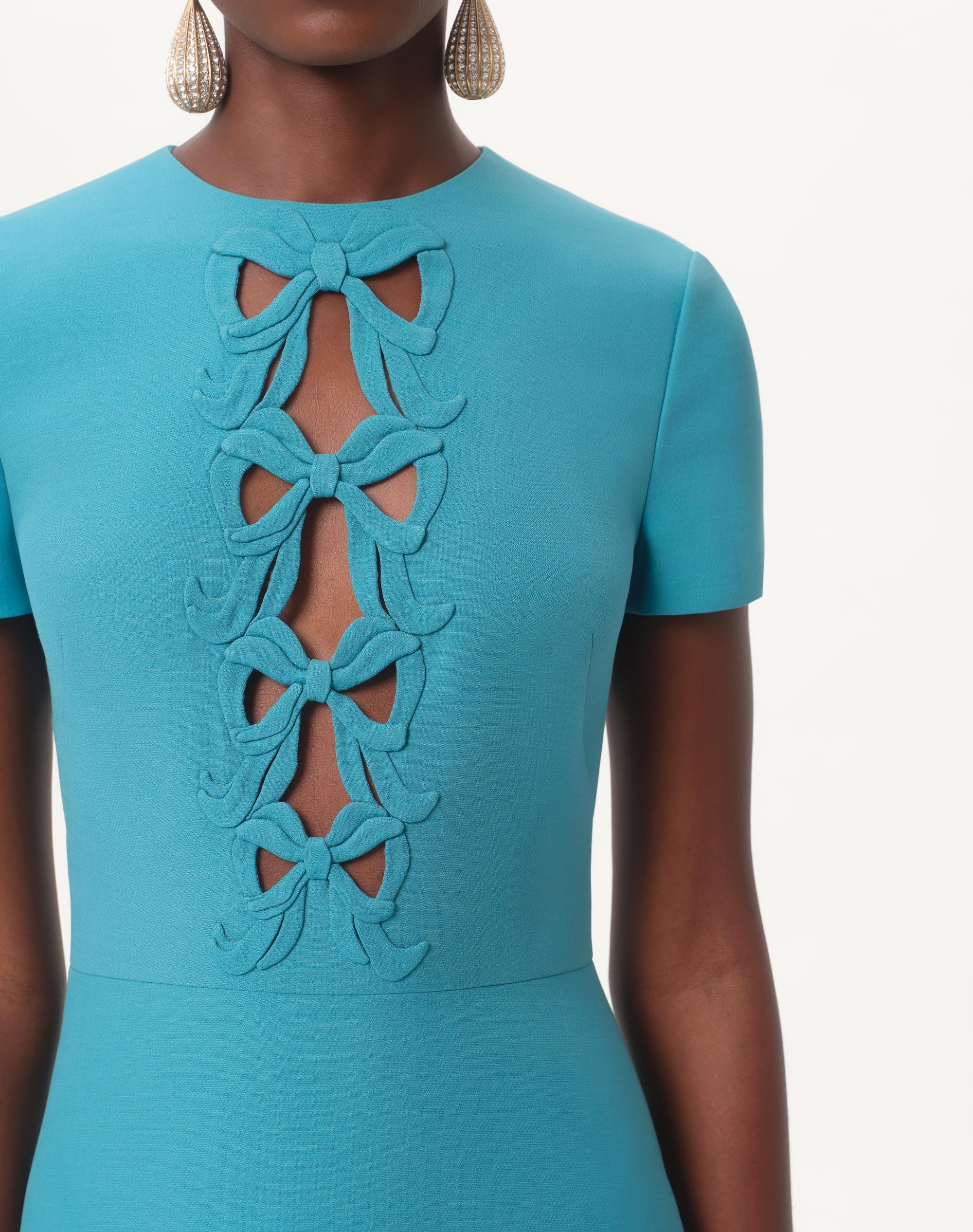 EMBROIDERED CREPE COUTURE SHORT DRESS - 5
