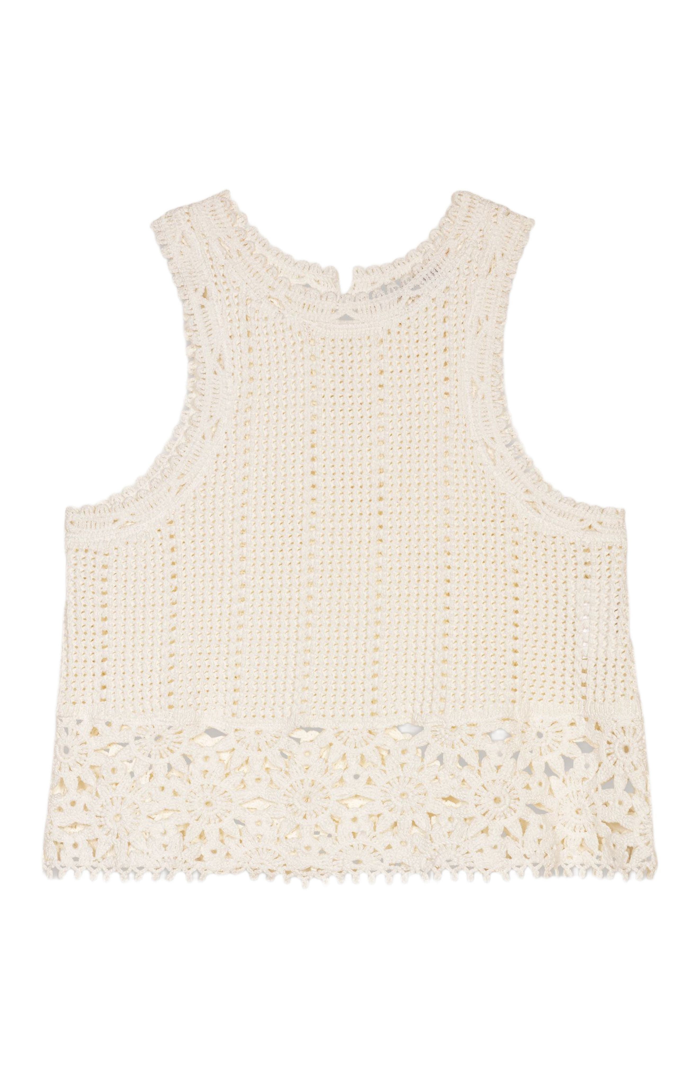 maje Crochet vest top in White at Nordstrom - 7