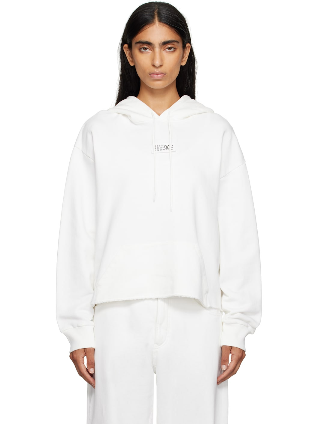 White Logo Patch Hoodie - 1