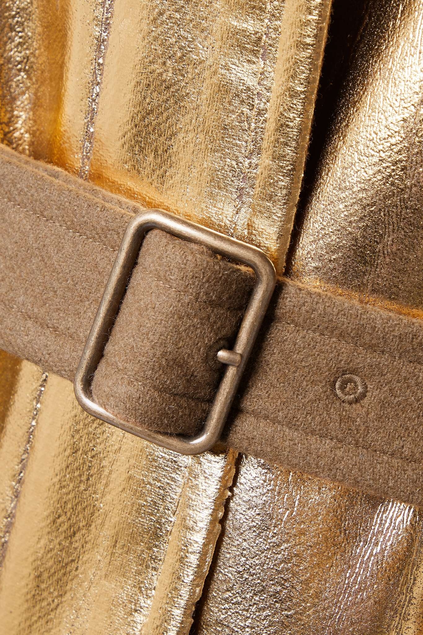 Belted metallic coated wool-blend coat - 5