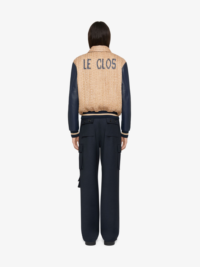 LE CLOS VARSITY JACKET IN RAFFIA AND LEATHER 3