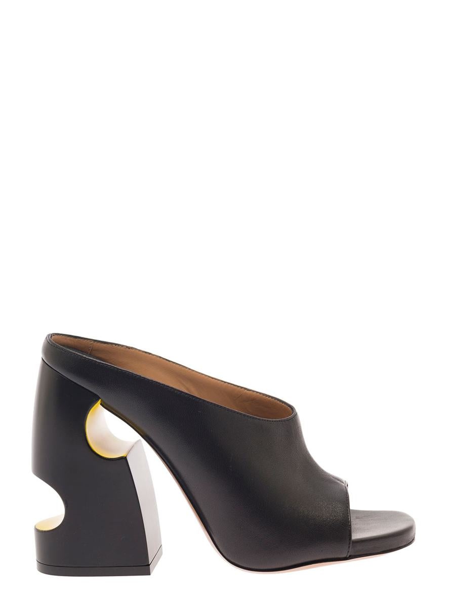 OFF-WHITE POP METEOR MULES IN BLACK LEATHER WOMAN - 1