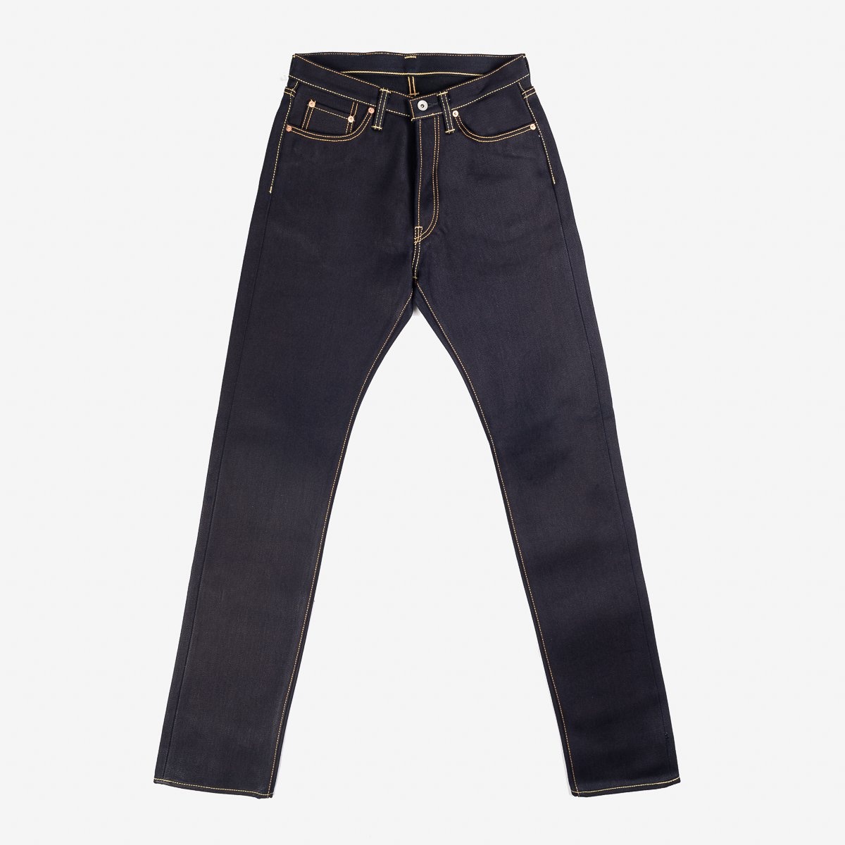 IH-888-XHSib 25oz Selvedge Denim Medium/High Rise Tapered Cut Jeans - Indigo/Black - 1