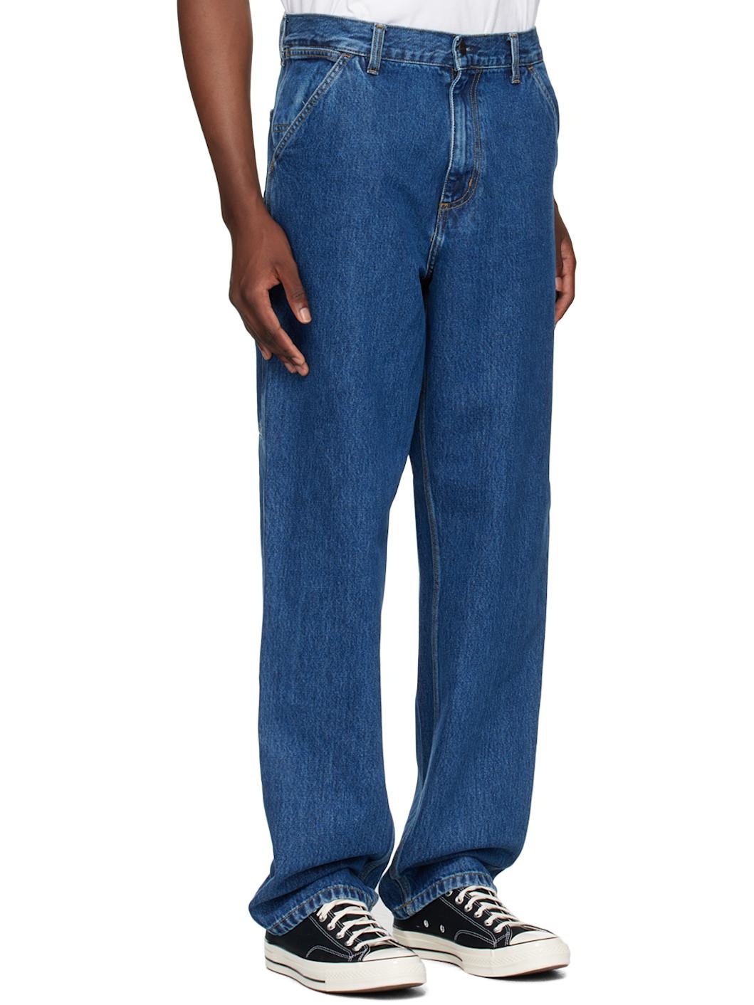 Blue Single Knee Jeans - 2