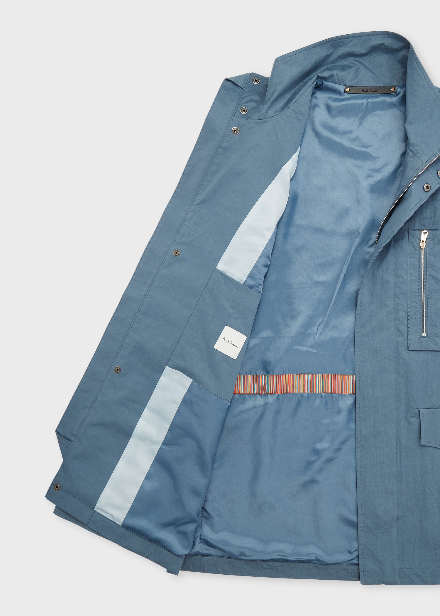 Light Blue Peached Nylon-Blend Field Jacket - 4