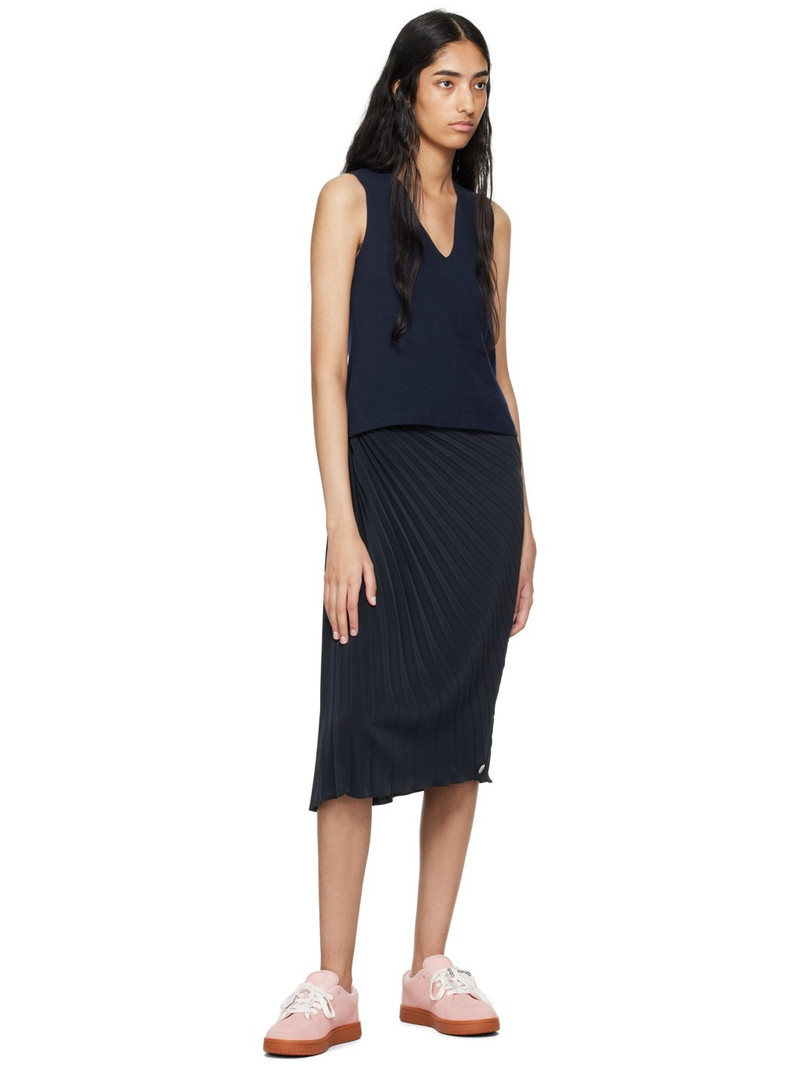 KENZO Navy Sun-Ray Pleats Midi Skirt outlook
