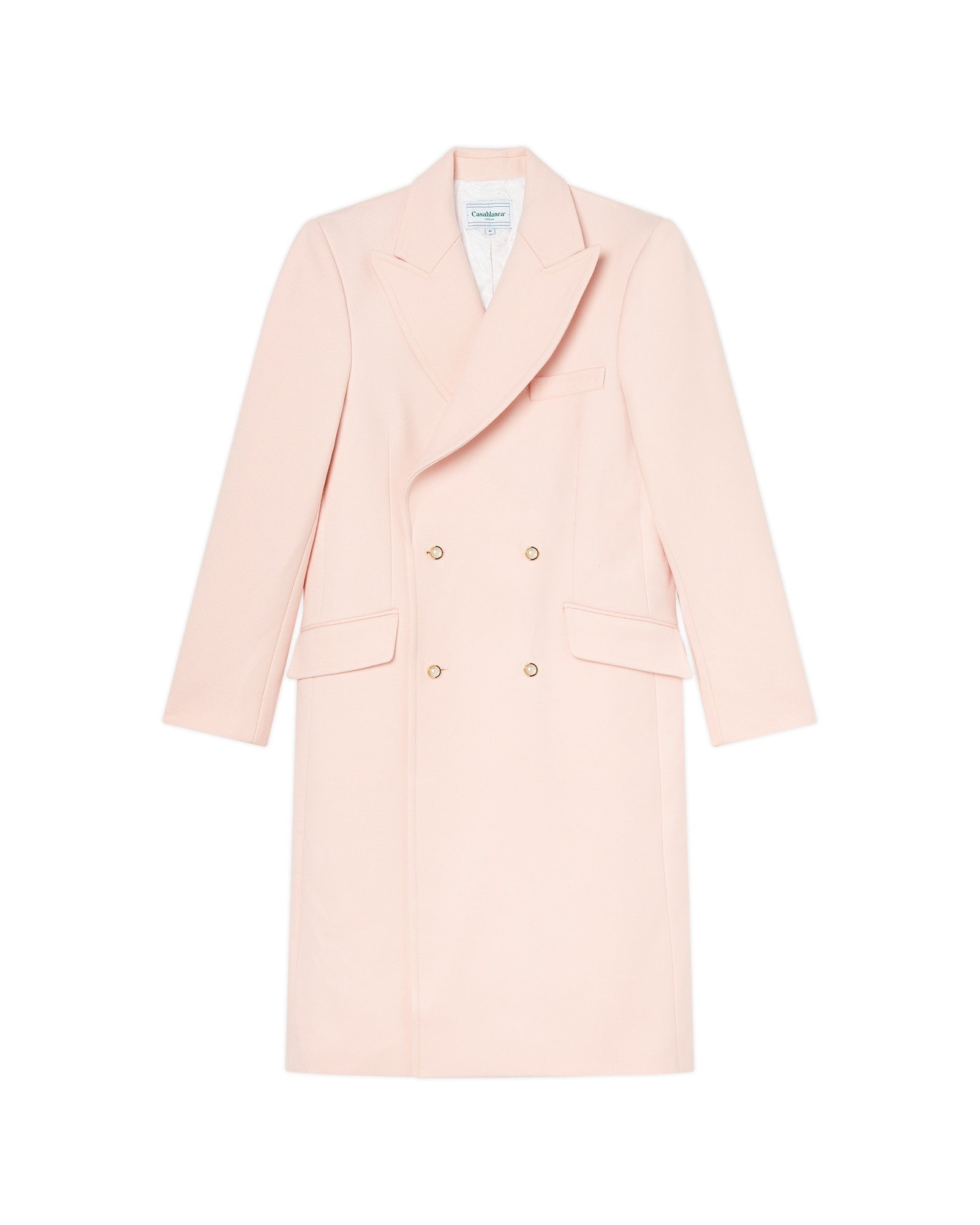 Pink Nativa Wool Double Breasted Overcoat - 1