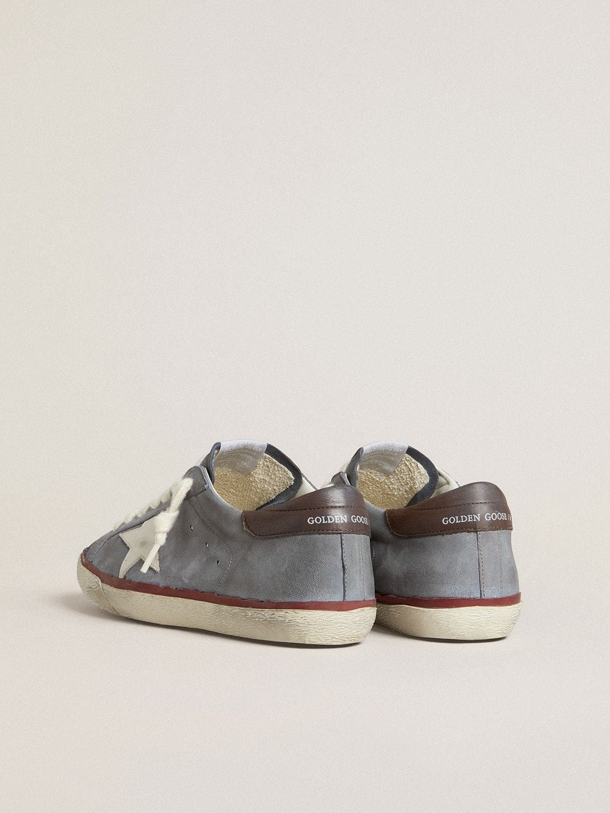 Super-Star LTD in light blue nubuck leather with white leather star and brown leather heel tab - 5