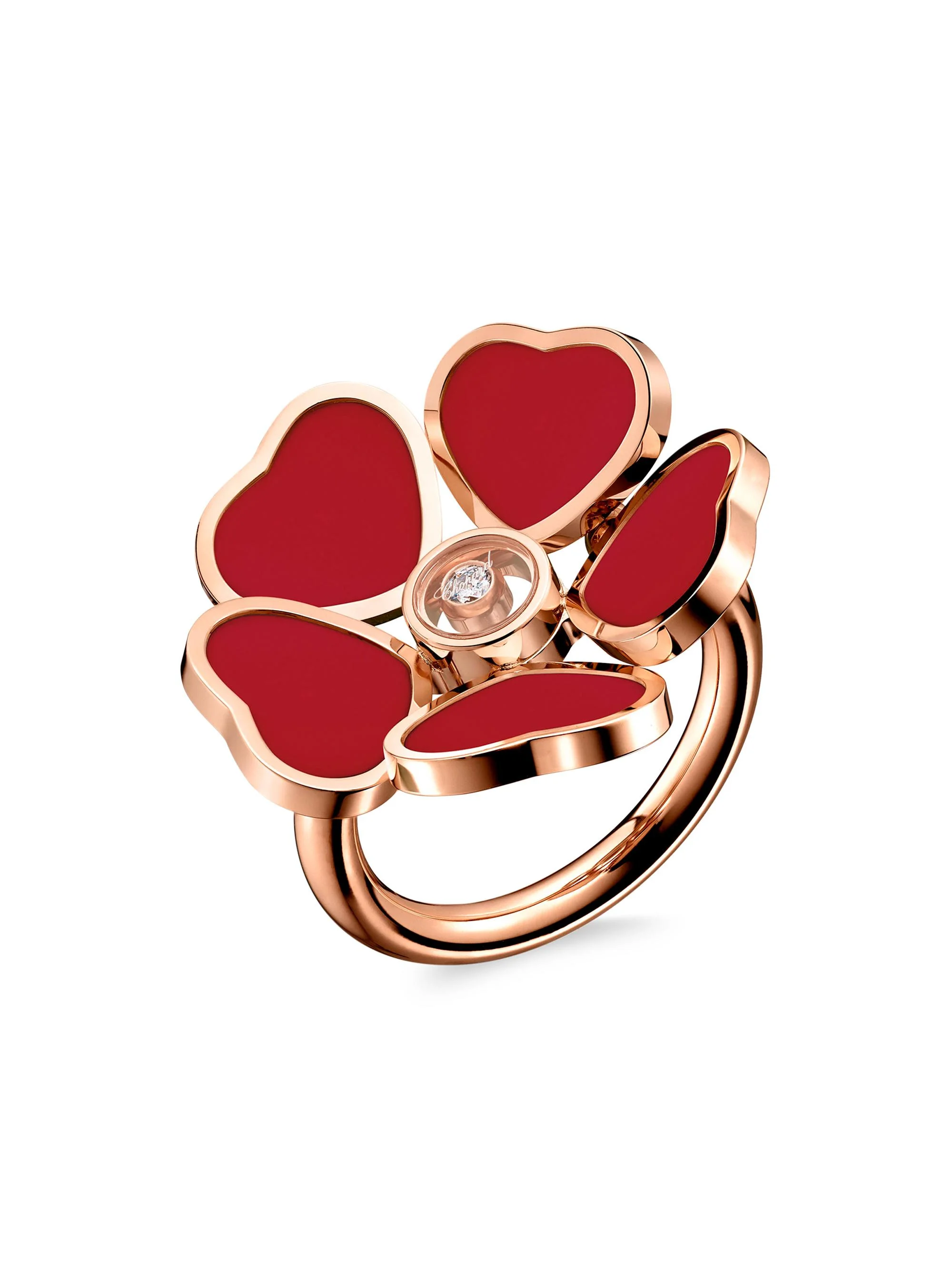 Women's Happy Diamonds 18K Rose Gold & Diamond Flower Ring - Rose Gold - 1