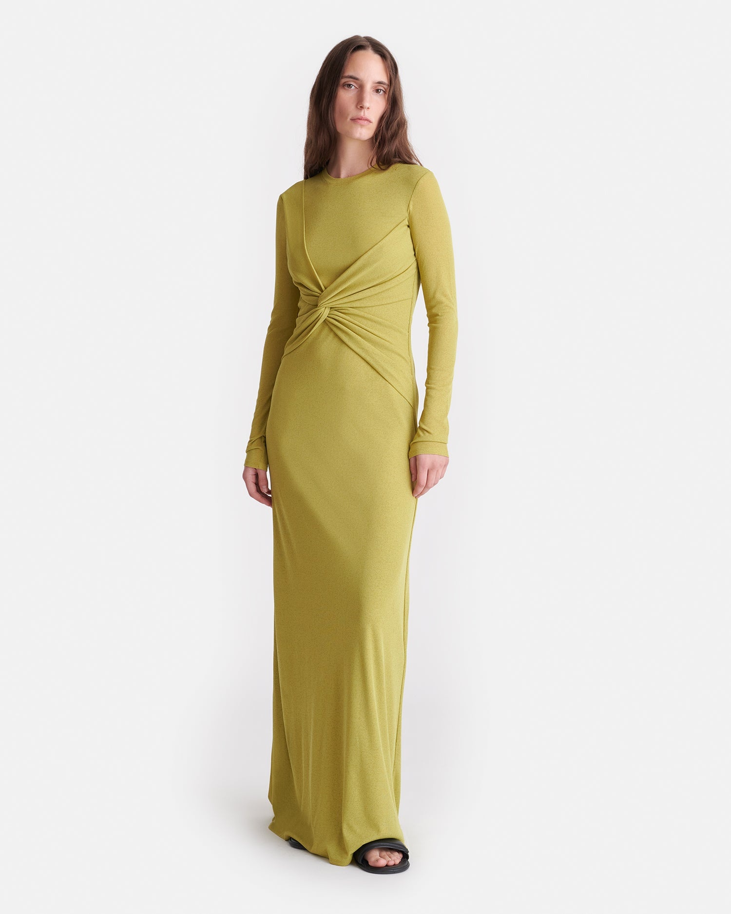 Draped Mesh Jersey Maxi Dress - 3
