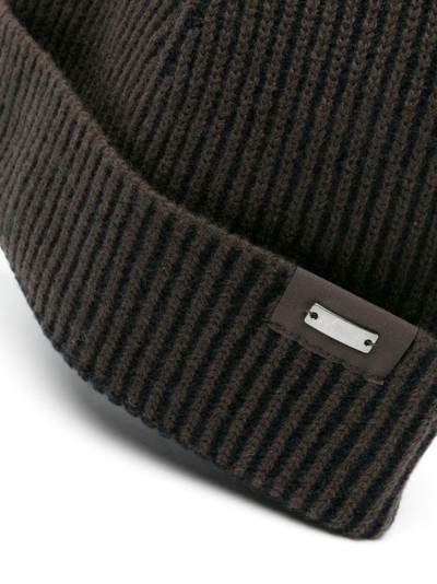 Herno ribbed-knit logo-plaque beanie outlook