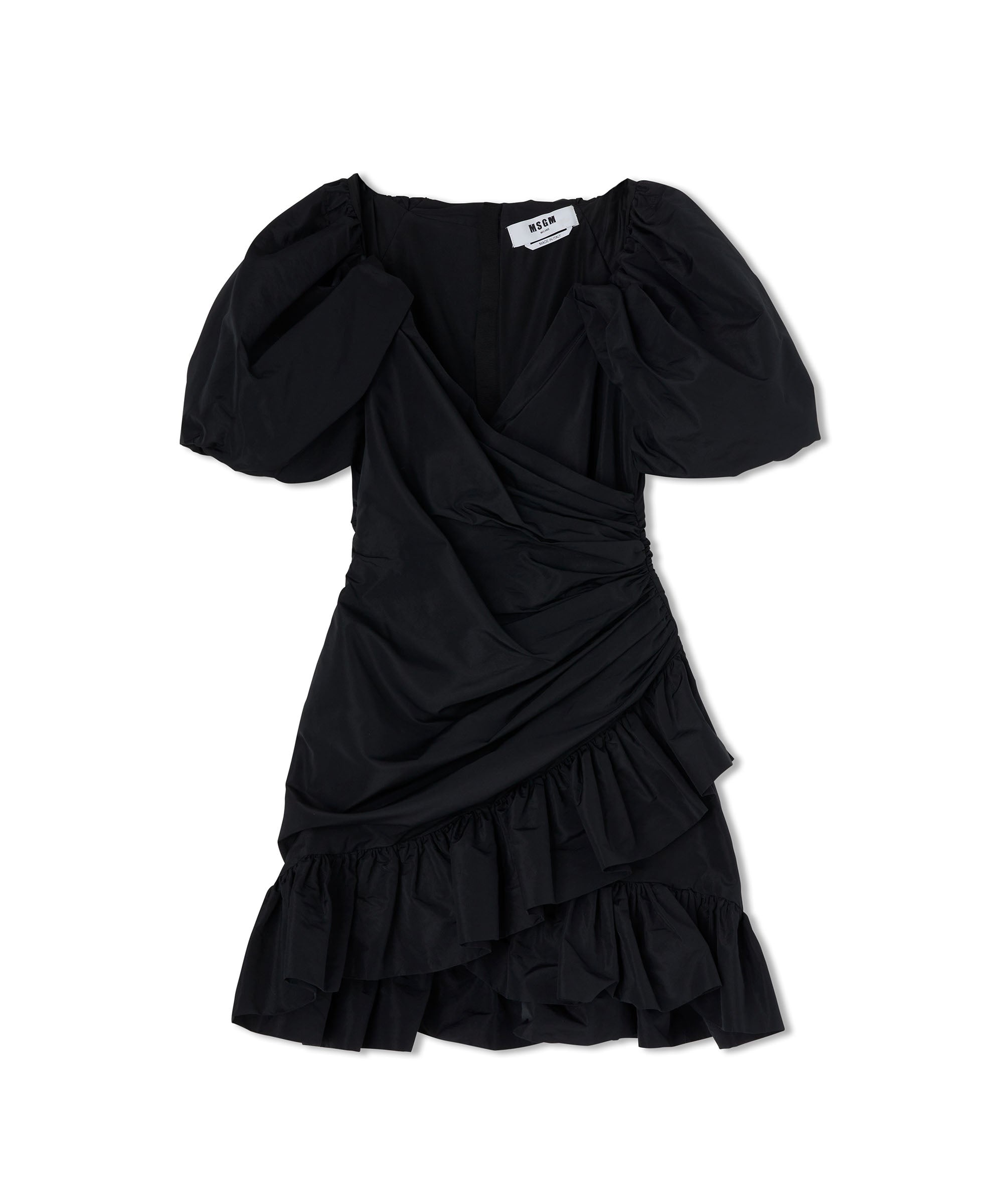 Taffeta mini dress with ruffled balloon sleeves - 3