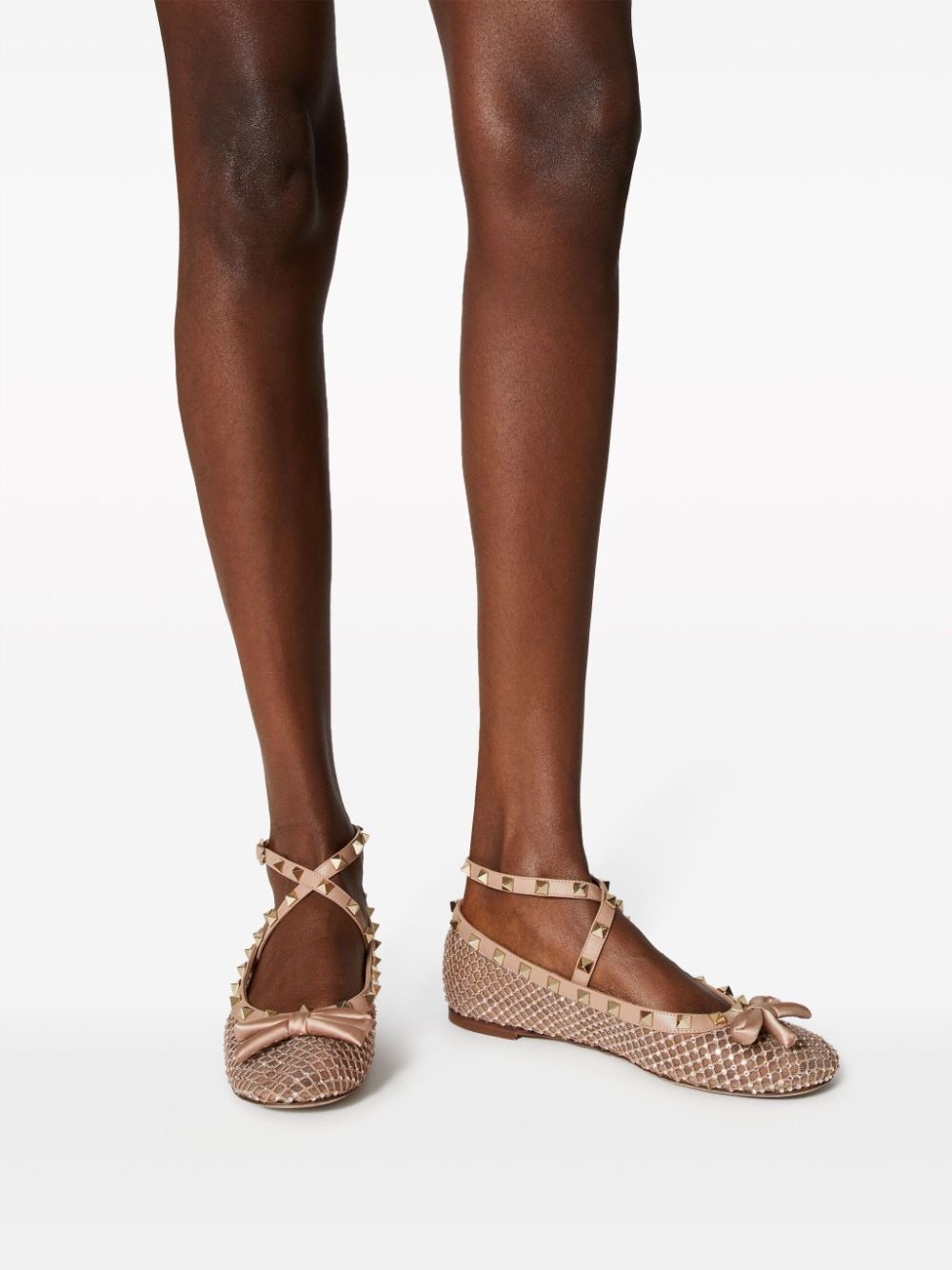 Rockstud rhinestone-embellished ballerina shoes - 6