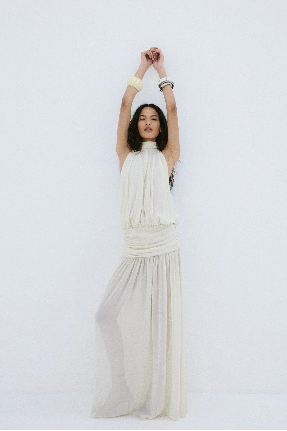 CRUZ MAXI DRESS IN CREAM CHIFFON - 1