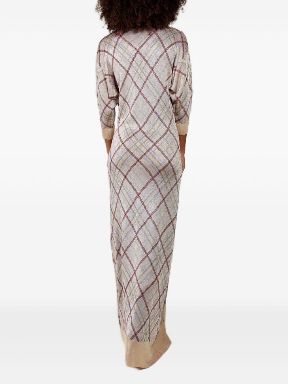 checked cardigan dress - 3