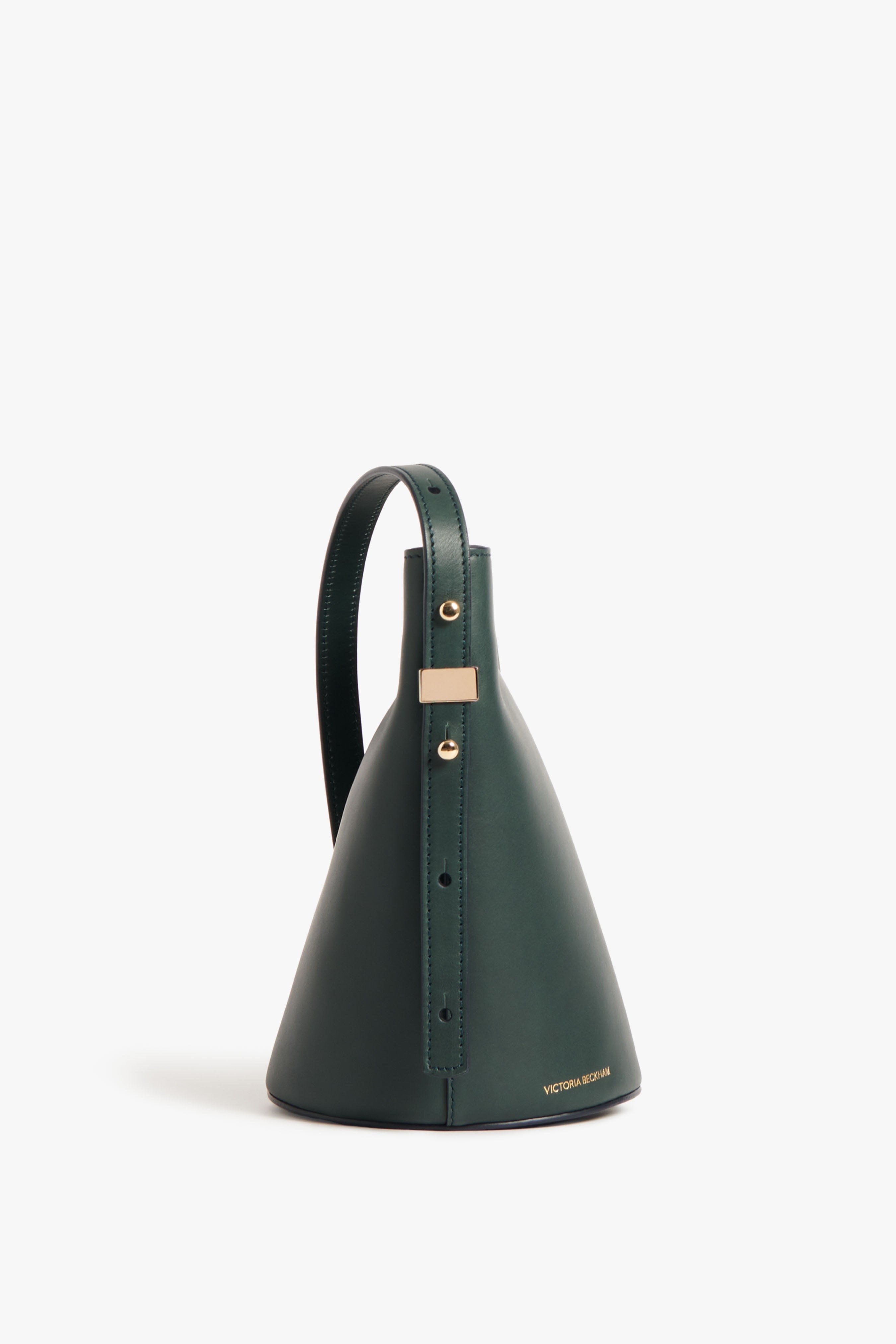 Mini Bucket Bag In Petrol Leather - 4