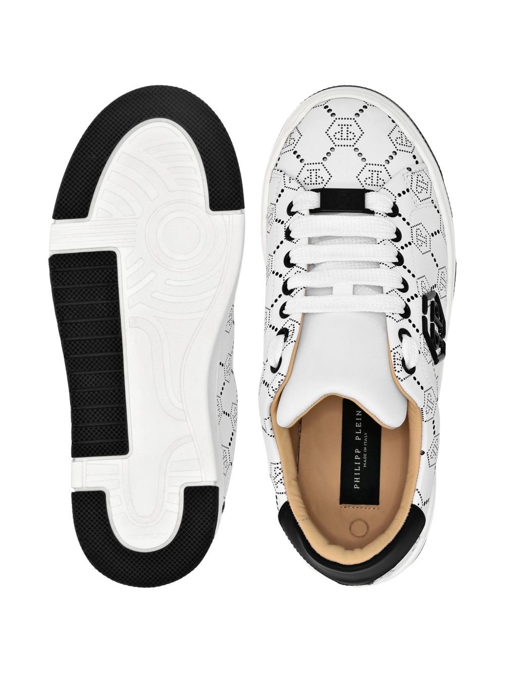 Monogram leather sneakers - 3