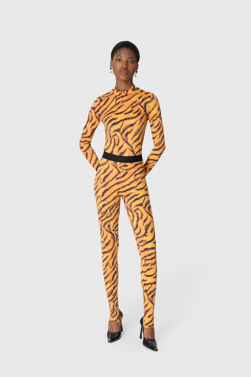 Marine Serre Tiger Printed Jersey Ls Highneck Top outlook