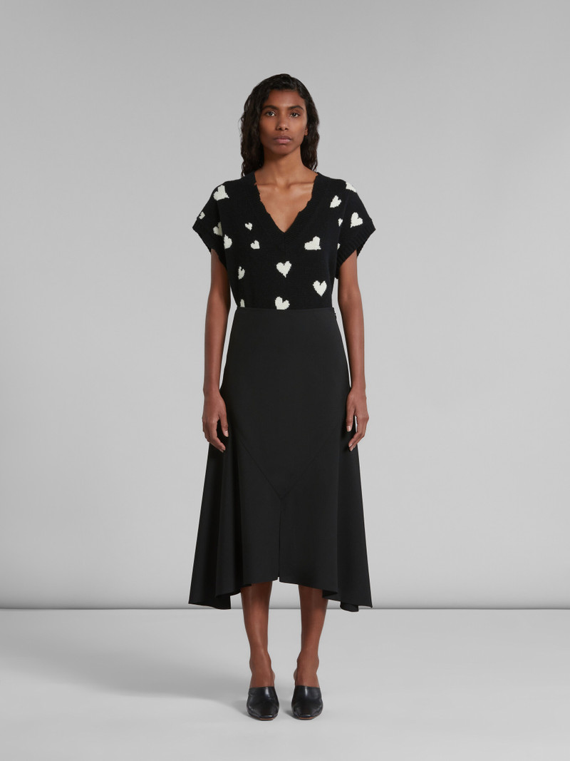 Marni BLACK WOOL SKIRT WITH ASYMMETRIC HEM outlook