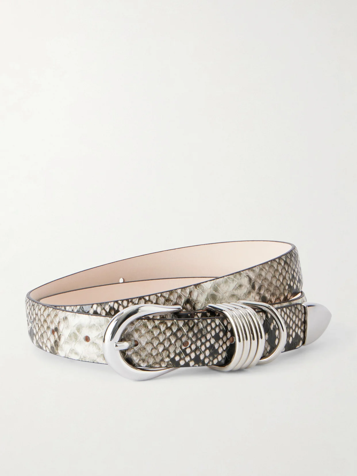 Hollyhock Snake-effect Leather Belt - 1