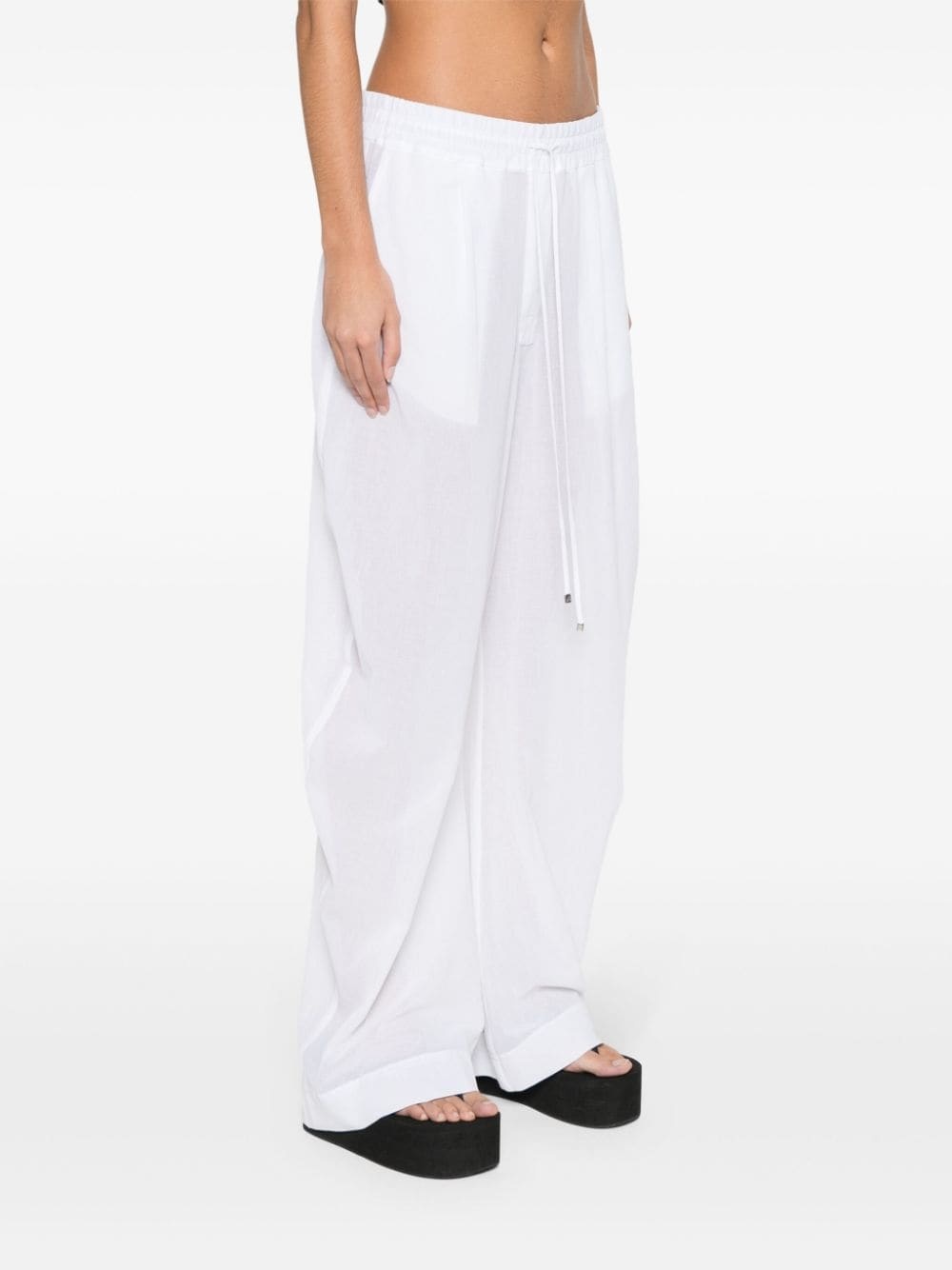 logo-embroidered cotton trousers - 3