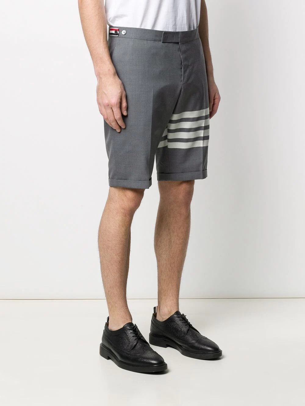 4-Bar plain weave suiting shorts - 3