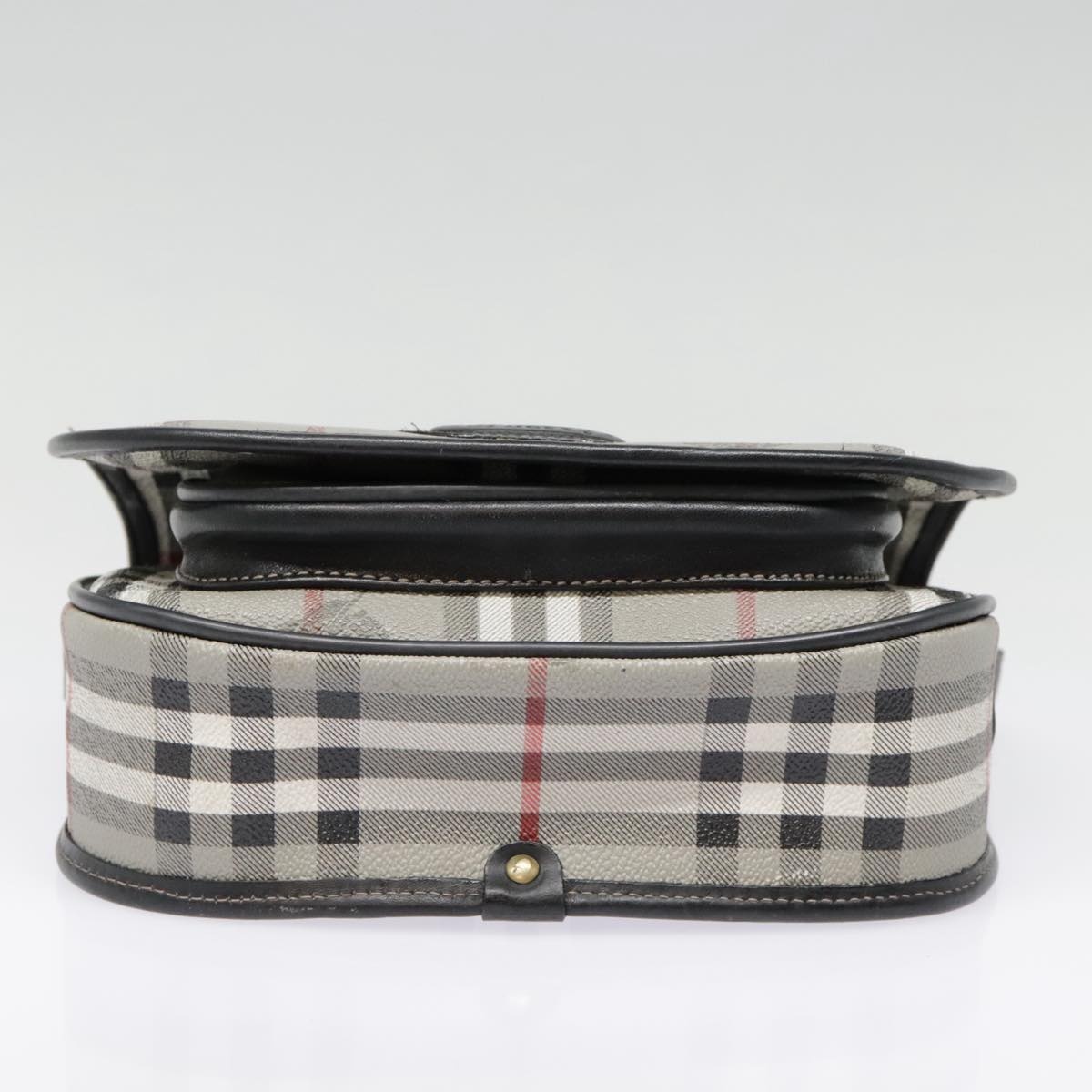 Burberry Nova Check Shoulder Bag Pvc Leather Gray Gold - 7