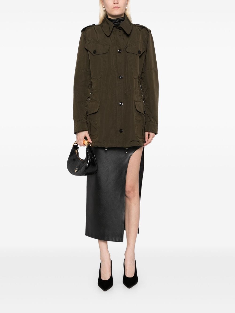 drawstring waist military jacket - 2