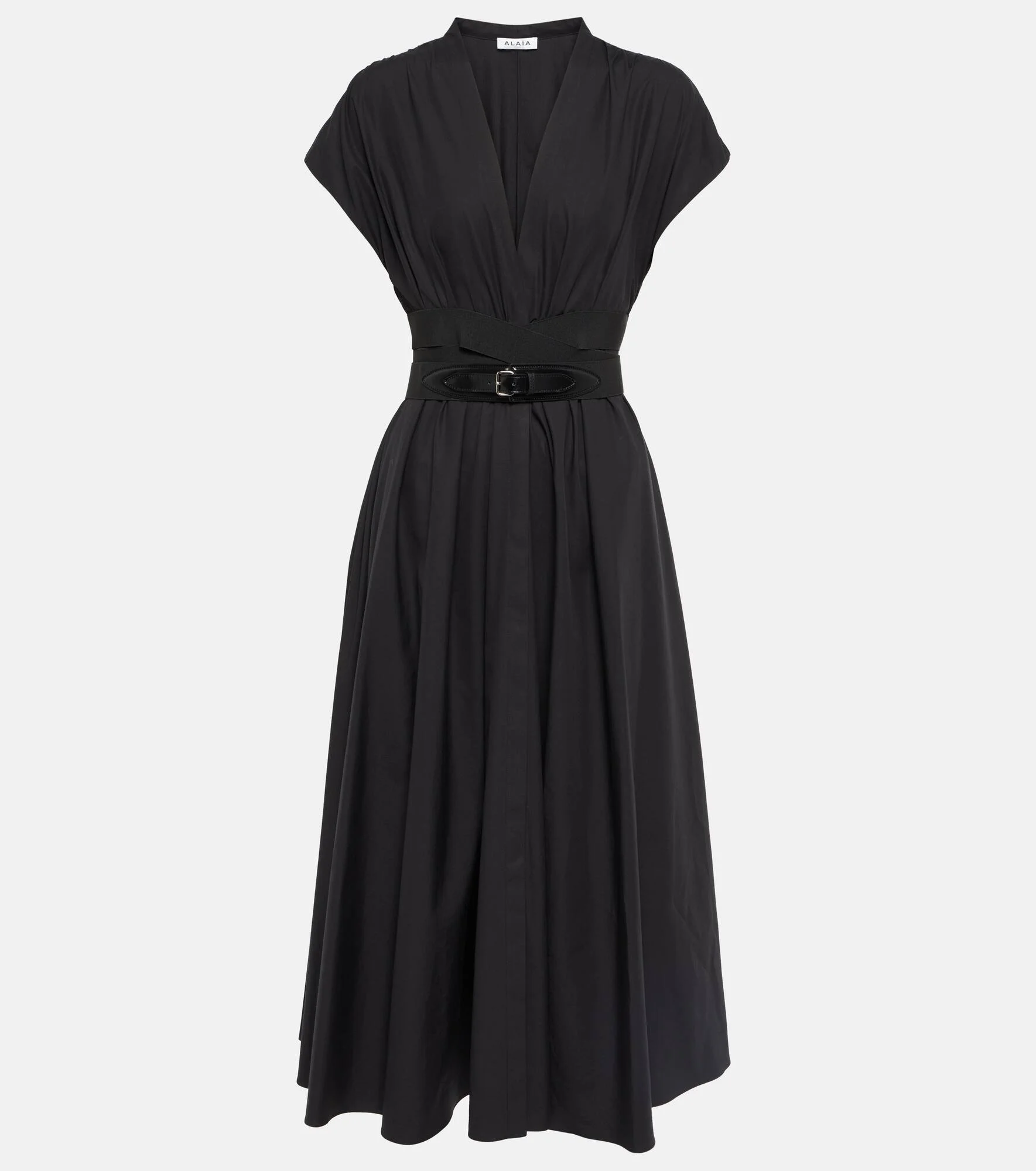 Belted cotton poplin midi dress - 1