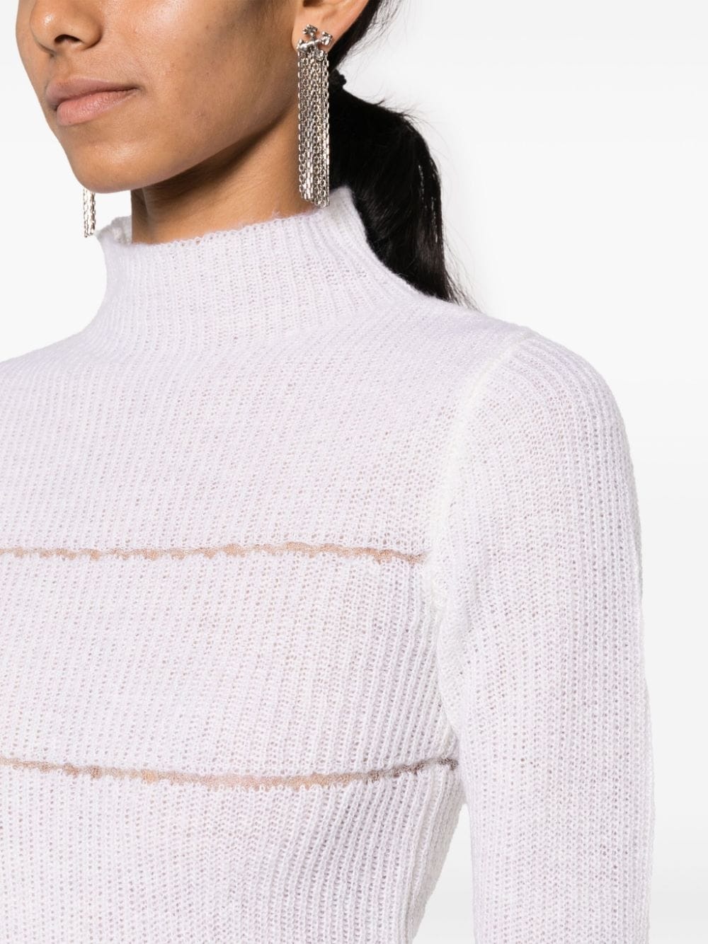 striped mock-neck jumper - 5