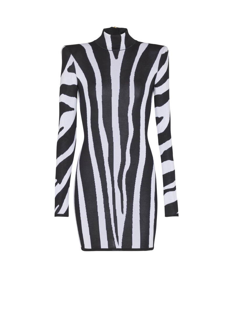 Short knit dress with zebra intarsia 1