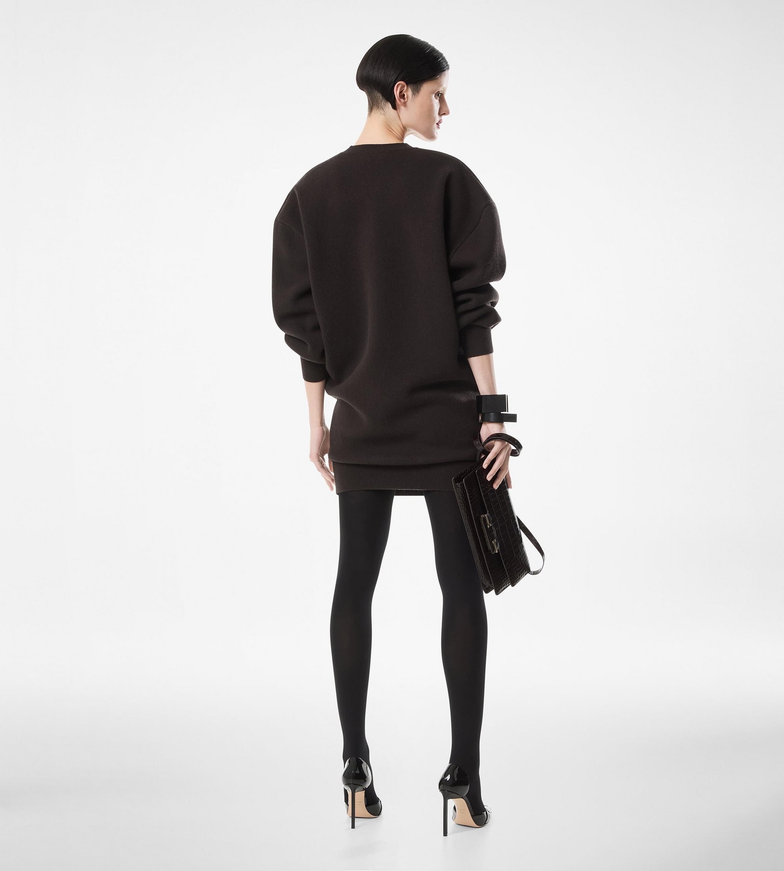 SCULPTURAL WOOL CASHMERE SWEATSHIRT MINI DRESS - 4