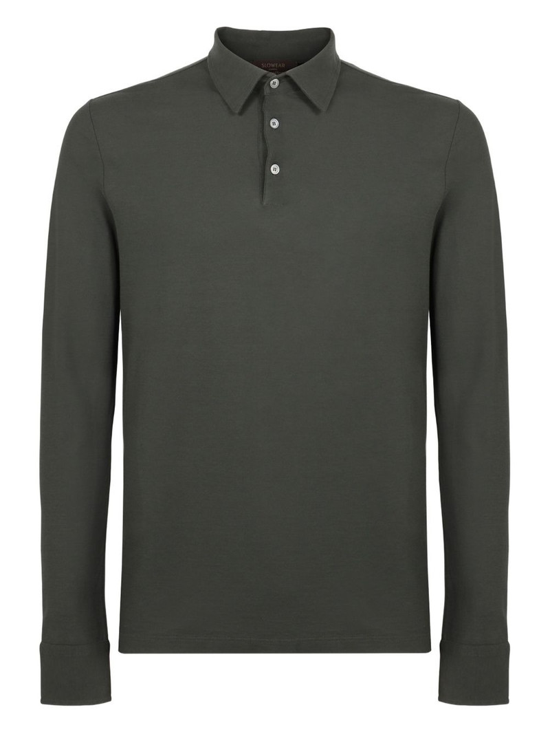 long-sleeve buttoned-cuff polo shirt 1