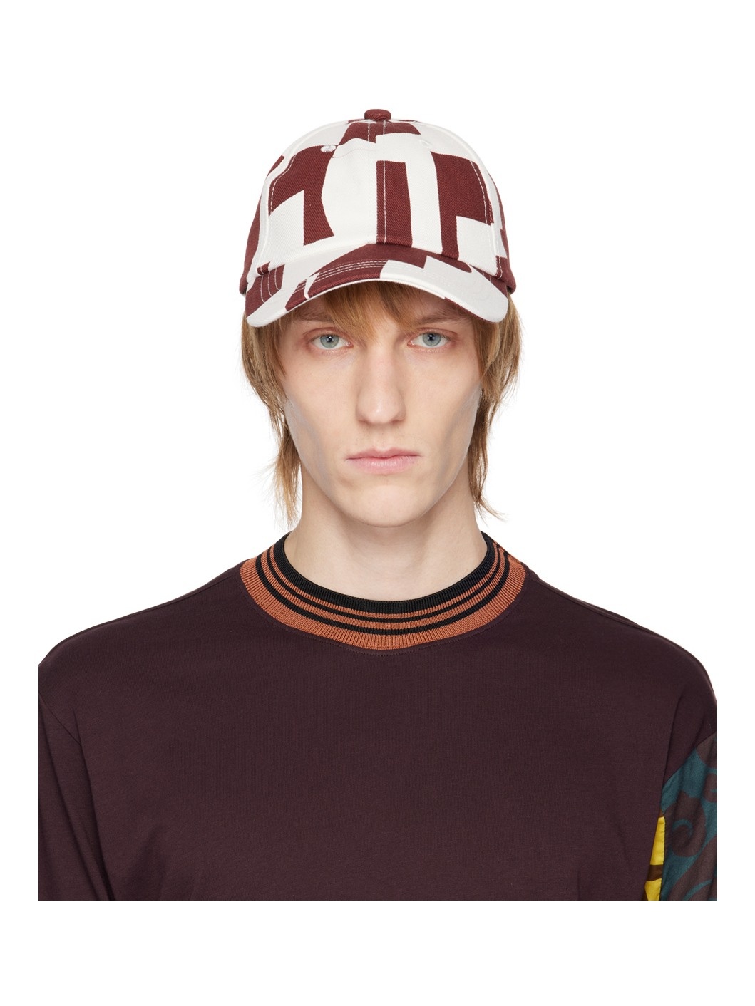 Burgundy & White Giles Cap - 1