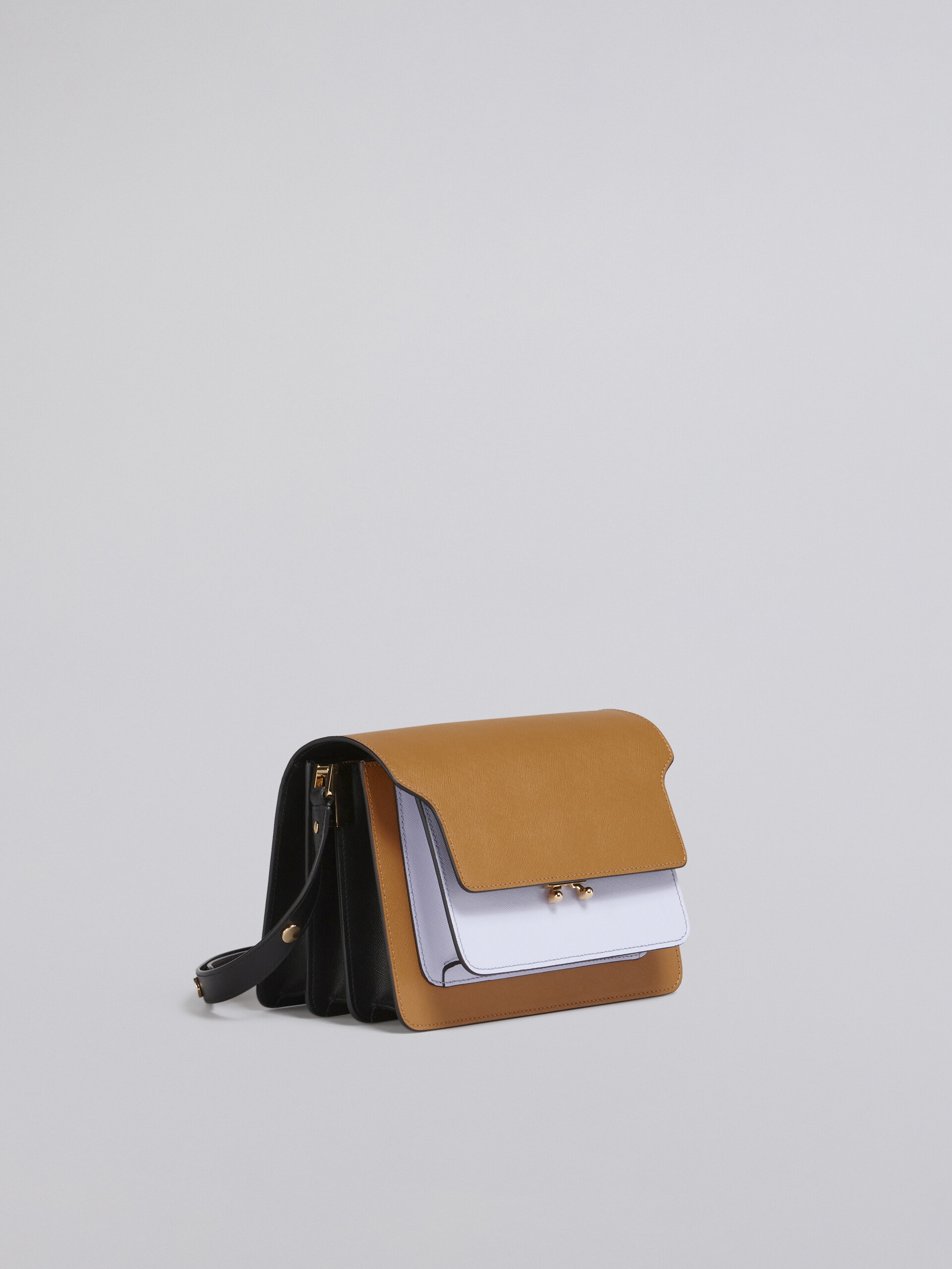 TRUNK MEDIUM BAG IN BROWN LILAC AND BLACK SAFFIANO LEATHER - 6