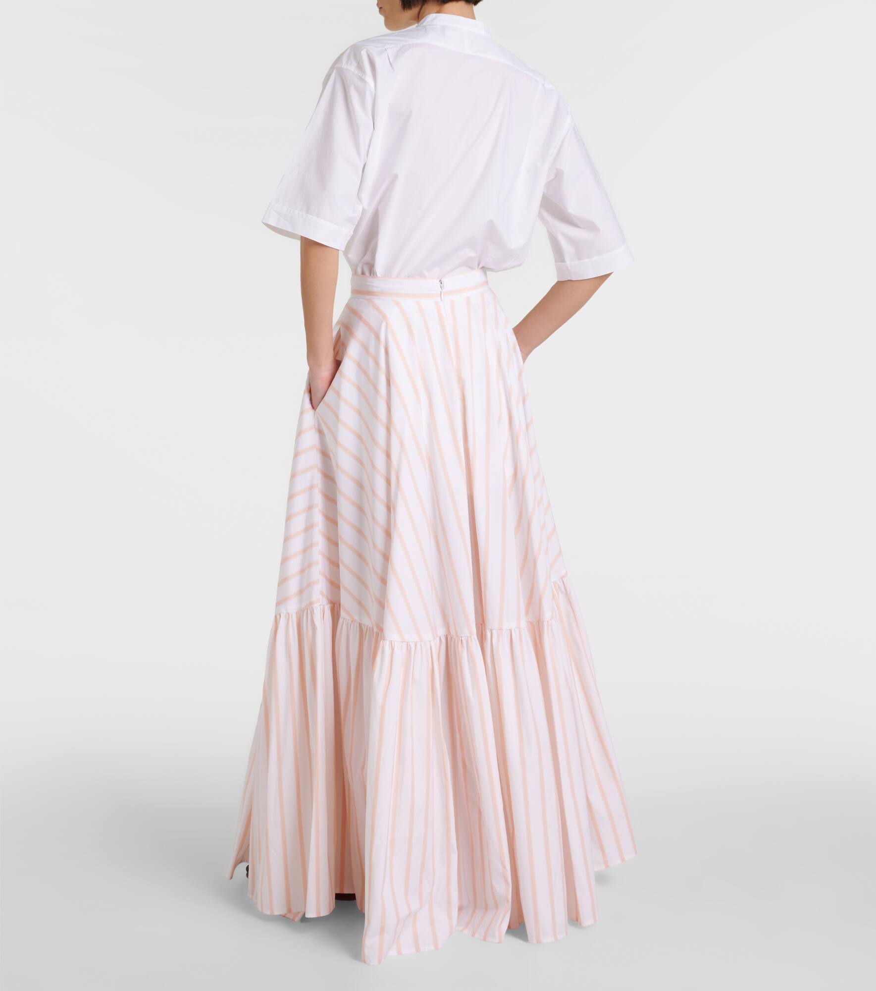 Pleated cotton maxi skirt - 3