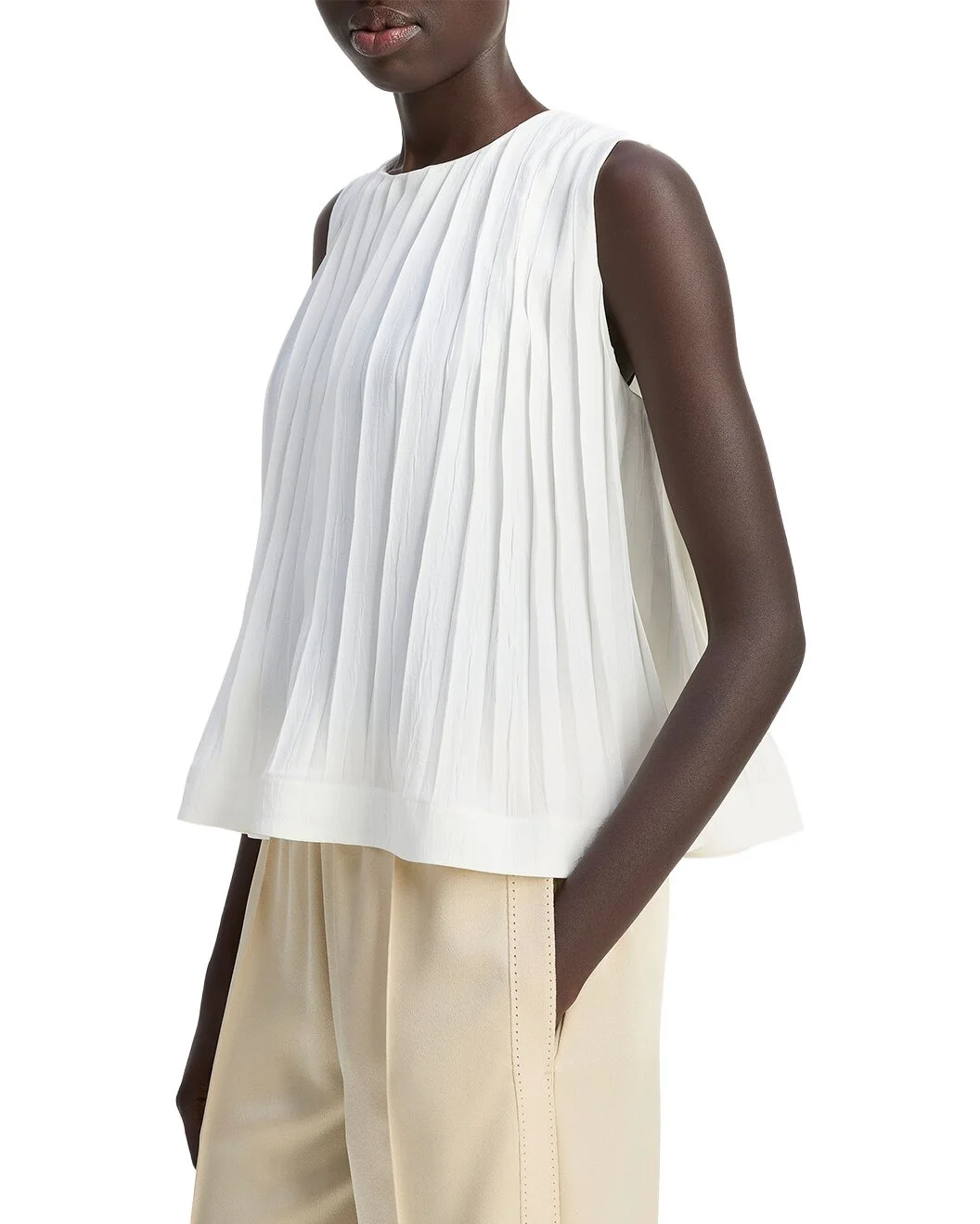 Vince Pleated A-Line Crewneck Top - 1