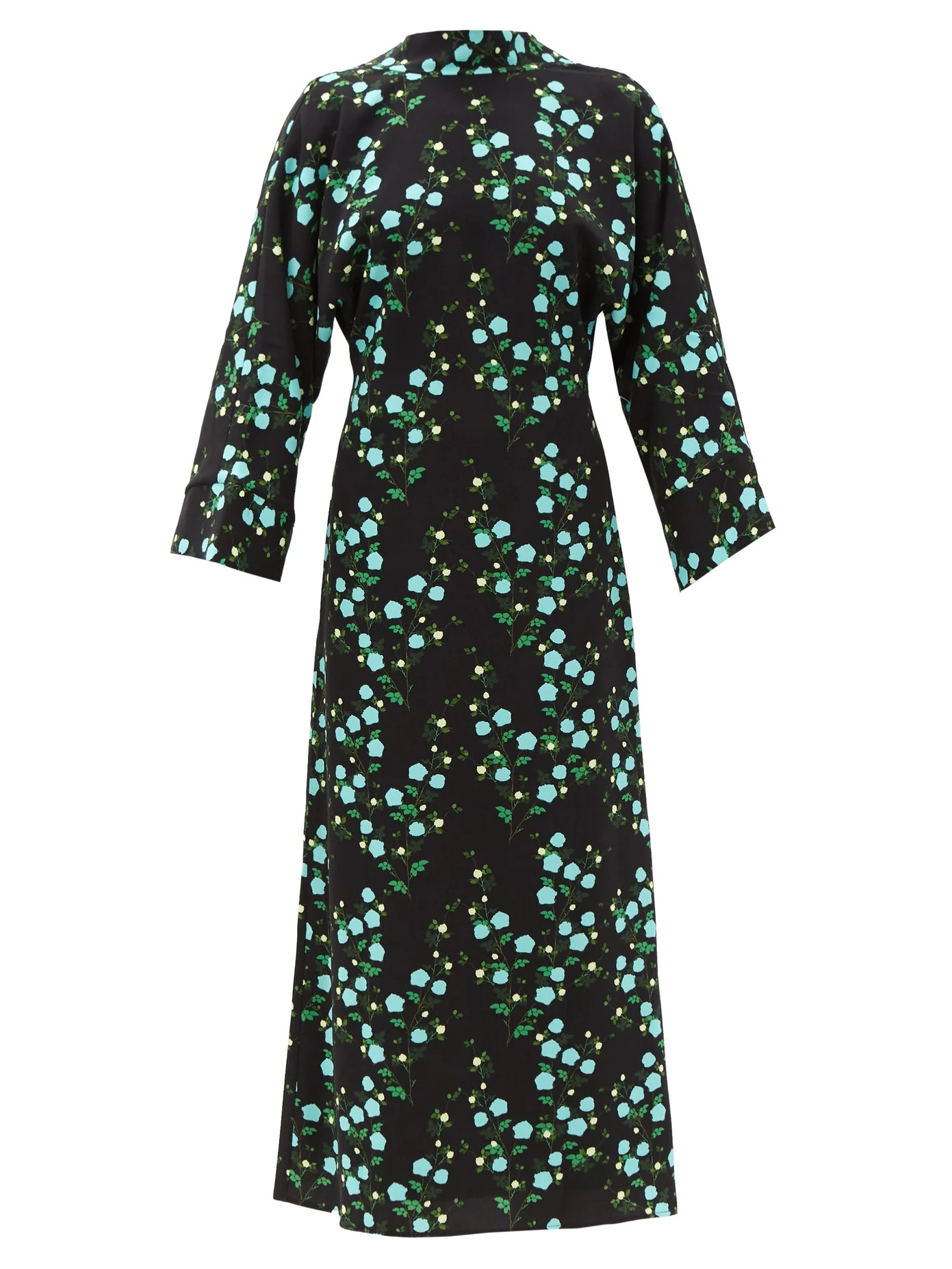 Miranda V-back floral-print crepe midi dress - 1